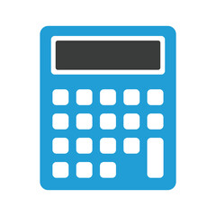 Blue calculator icon on white background