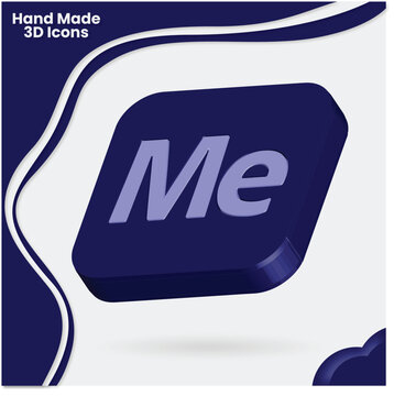 3D Glossy Dark Blue Adobe Media Encoder 'Me' Icon Vector Graphic - Modern Video Processing and Encoding Software Symbol for UI/UX