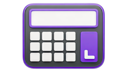 3D Calculator Icon with Purple and White Design