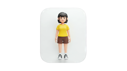 3D Cartoon Woman Standing Isolated on White Background