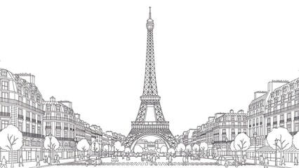 Obraz premium Eiffel tower in paris france illustration
