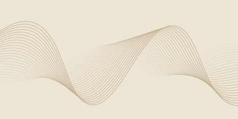 Abstract background with lines and waves. Web banner size. Element for design. Vector background for brochure, booklet, flyer, poster. Brown and beige gradient. Coffee, cafe