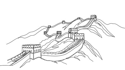 Fototapeta premium The great wall of china serpentine fortress on mountains