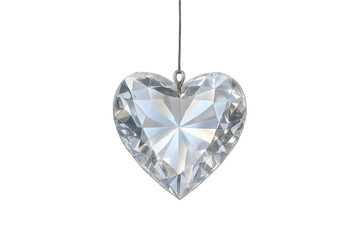 Fototapeta premium Diamond heart pendant shining with reflections on transparent background