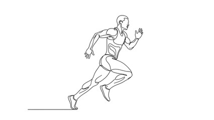A male athlete running in motion with dynamic movement