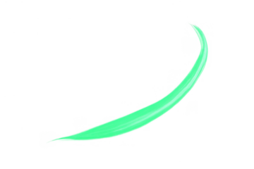 Green glowing light trail flowing, abstract curved line effect, dynamic movement and energetic streak on transparent background