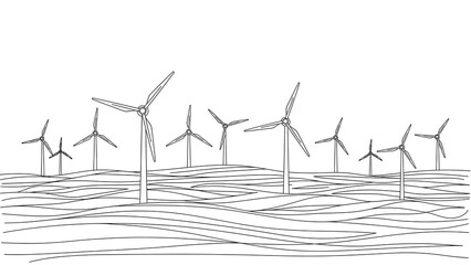 Wind farm landscape with multiple turbines