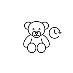 Obraz premium Stuffed bear toy and clock. Bedtime children routine. Pixel perfect, editable stroke vector icon