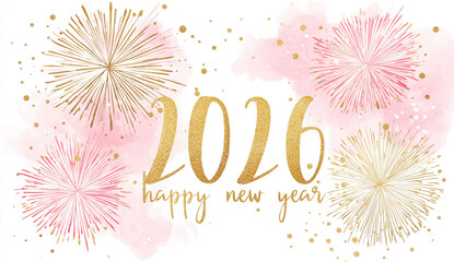 Elegant inscription rests among soft watercolor bursts creating cheerful celebratory artwork.