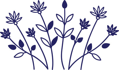 blue flowers on white background