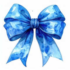 Elegant Blue Watercolor Bow with Texture
