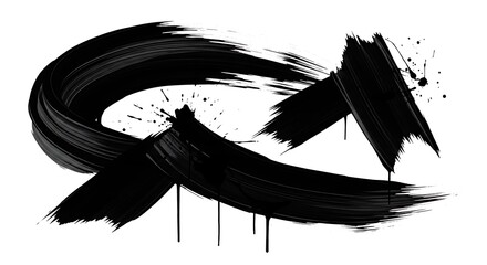 Abstract Black Ink Strokes on White Background - Artistic Expression.