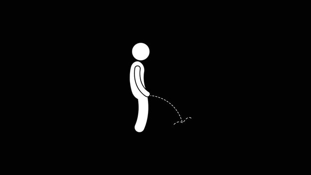 White Stick Figure Urinating On Black Background male peeing