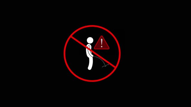 Prohibition Sign Against Urinating With Warning Symbol On Black Background no urinating