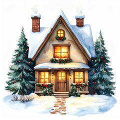 Cozy Snowy Cottage in Winter Wonderland