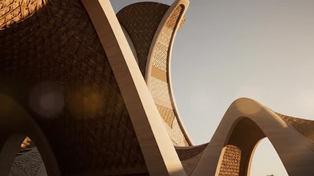 Close-up of curved structural elements with intricate textures. Great for abstract backgrounds, art projects, and design inspiration videos.