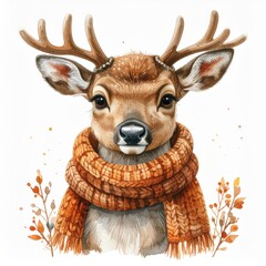 Charming Deer with Scarf in Autumn