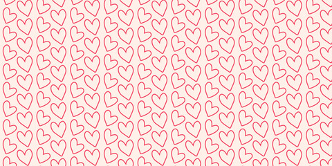 Valentines Day greeting card Creative concept. Trendy minimalist design with hearts hand drawn doodle style and frames, valentine day template for promotional sale, background, banner or landing page.