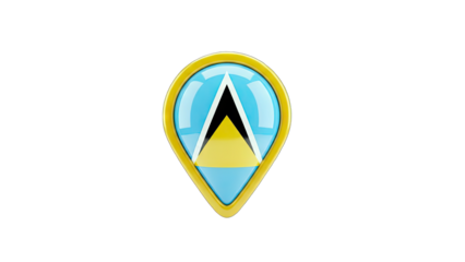 Saint Lucia Flag Pin: Location Icon on White Background