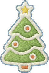 Christmas tree patchwork element embroidery ornament cute holiday icon festive art