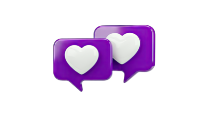 3D Heart Speech Bubbles - Social Media Concept