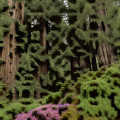 Vibrant Flora in the Redwood Forest
