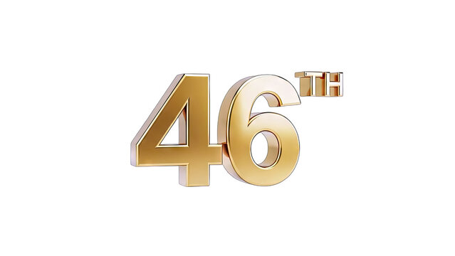 Golden 46th Anniversary Celebration on White Background