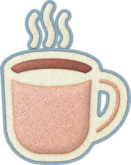 Coffee cup patchwork element warm steam embroidery christmas style
