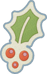 Christmas patchwork element holly berry leaf embroidery festive decoration cheerful detail
