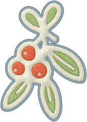 Christmas mistletoe embroidery patchwork element design cheerful decoration