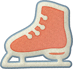 Christmas element patchwork ice skate embroidery icon with cozy winter sport design and warm festive textile detail