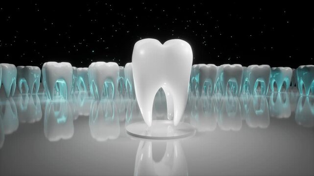 Perfect Single Tooth Standing Out, Dental Health, Whitening and Hygiene Concept