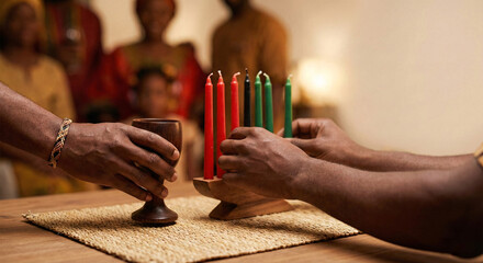 Heritage & hands with the unity cup for traditional African festival