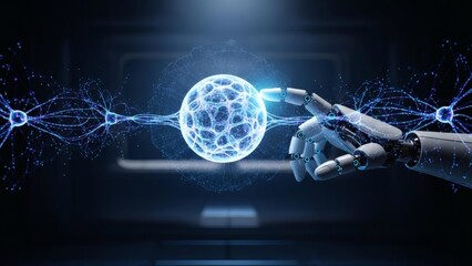 A digital science illustration of a DNA molecule structure in the blue sky representing a global data network and communication technology across the planet earth
