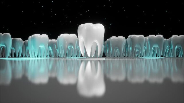 Perfect Single Tooth Standing Out, Dental Health, Whitening and Hygiene Concept