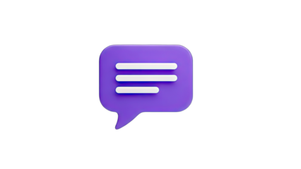 3D Purple Chat Bubble on White Background