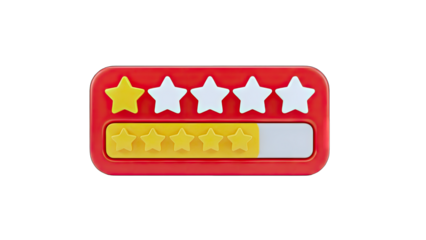 Rating Stars and Progress Bar on Red Background