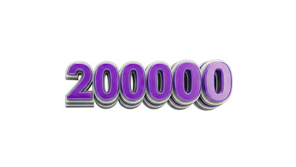 200000 Number in Purple with Silver Outline on White