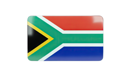 South African Flag on White Background