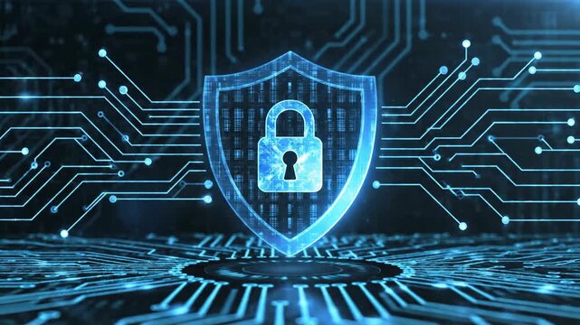 Cybersecurity 4K Shield Lock Digital Technology Background