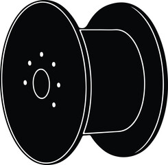 Silhouette Industrial Cable Spool Empty Reel Storage Minimalistic Black White Icon Vector Illustration