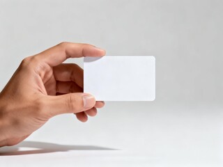 Hand holding blank white card