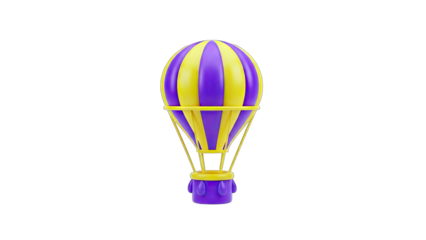 3D Hot Air Balloon Floating on White Background