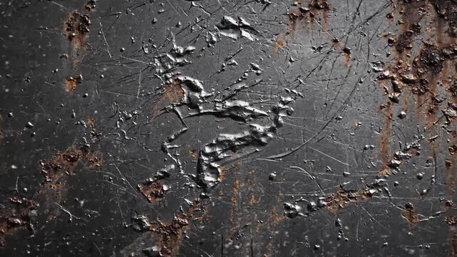 Cracked scarred metal surface with corrosion