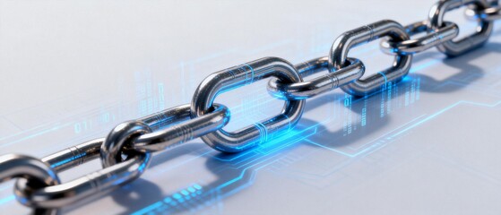 Obraz premium Metal chain with digital circuit background