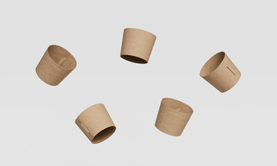 친환경 골판지 커피 컵 홀더 목업 Eco Friendly Corrugated Cardboard Coffee Cup Sleeve Mock up