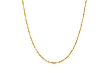 Shining gold chain necklace loop hanging, luxury precious metal jewelry accessory for elegant style, transparent background