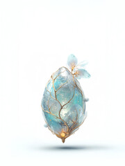 Ethereal Glass Seed Artifact with Glowing Core and Pastel Particles