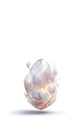 Translucent Magical Seed Artifact with Glowing Core and Silver Veins