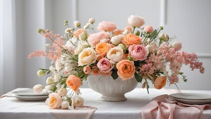 Flowers in a Bowl on a Table With White Wall Background During Daylight